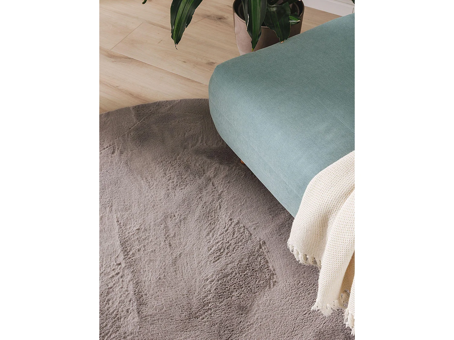 Tapis en fausse fourrure Furry Gris ø 160 cm rond