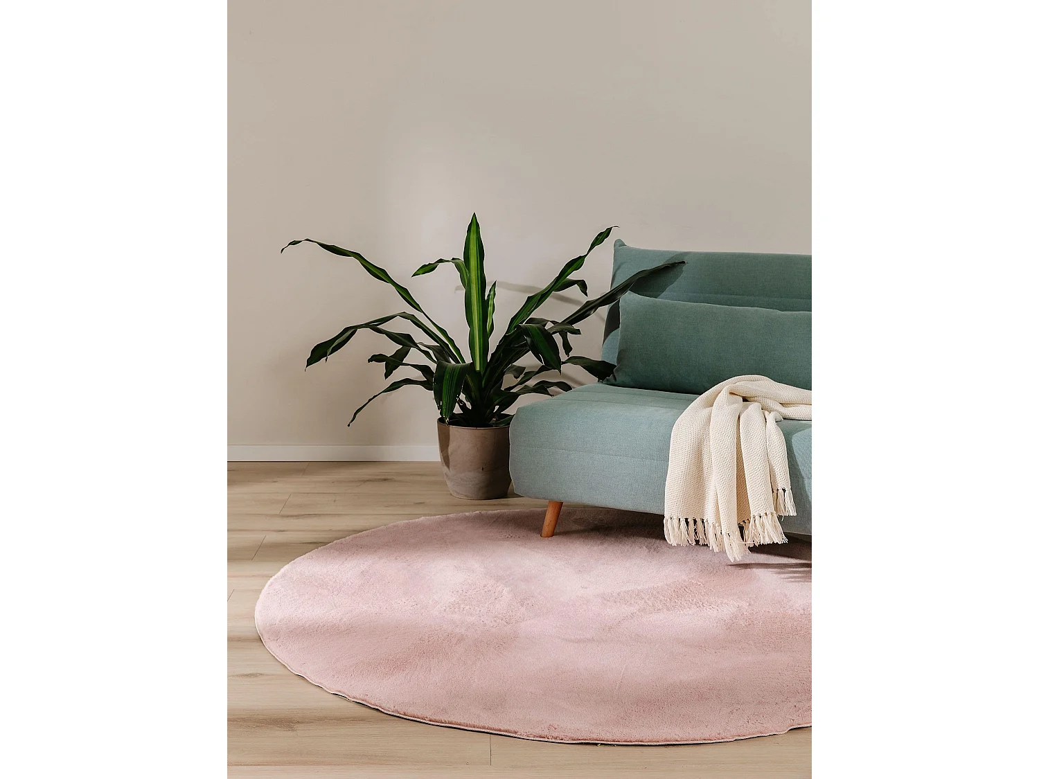 Tapis en fausse fourrure Furry Rose ø 80 cm rond