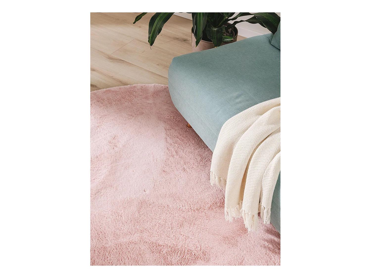 Tapis en fausse fourrure Furry Rose ø 80 cm rond