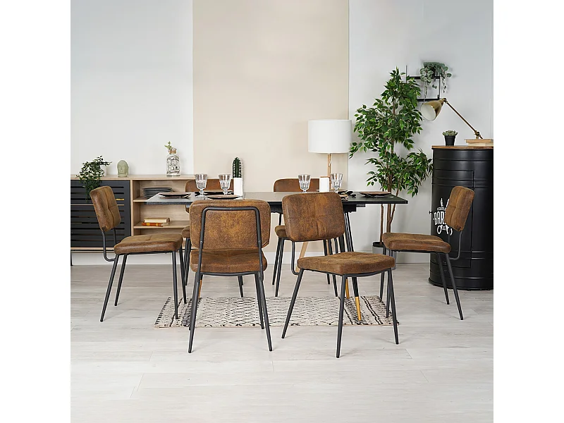 Table à manger extensible à allonge avec 6 chaises,Whalen karomi