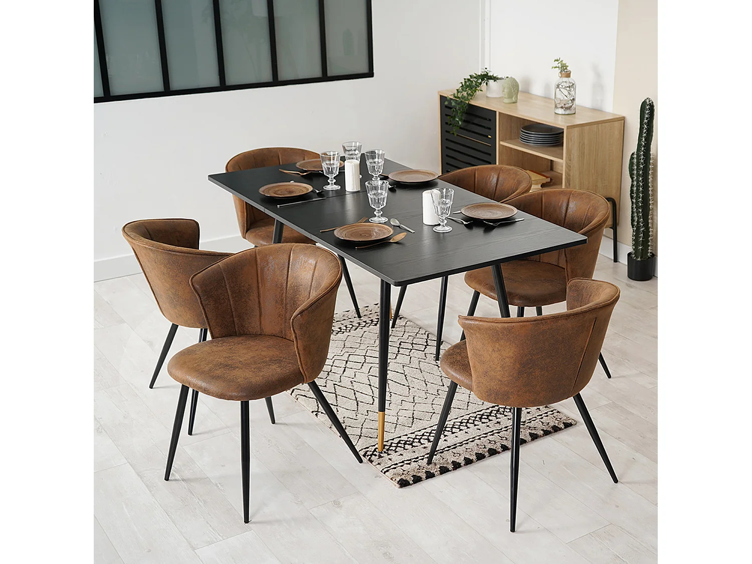 Table à manger extensible à allonge avec 6 chaises,Whalen doncic