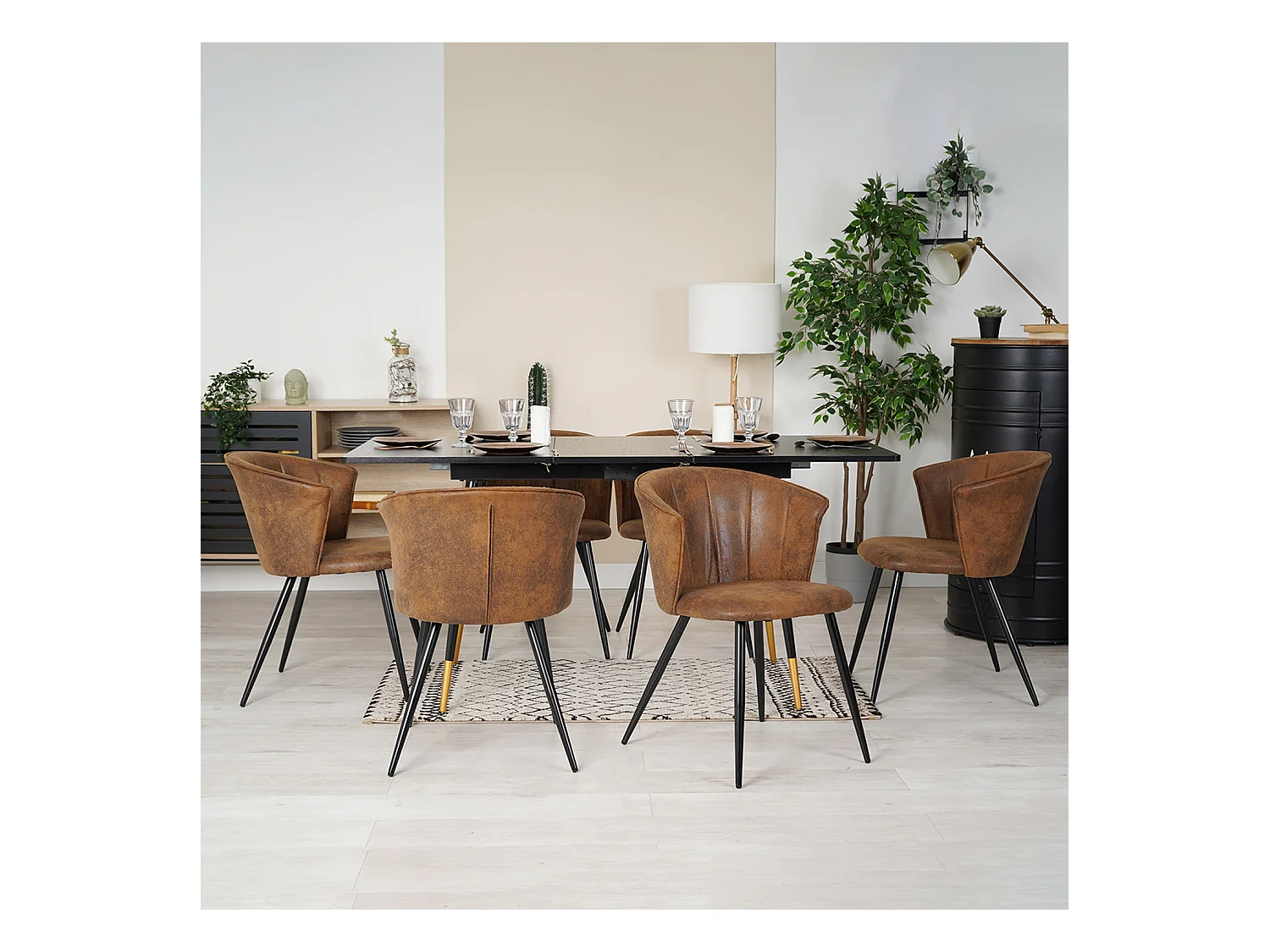 Table à manger extensible à allonge avec 6 chaises,Whalen doncic
