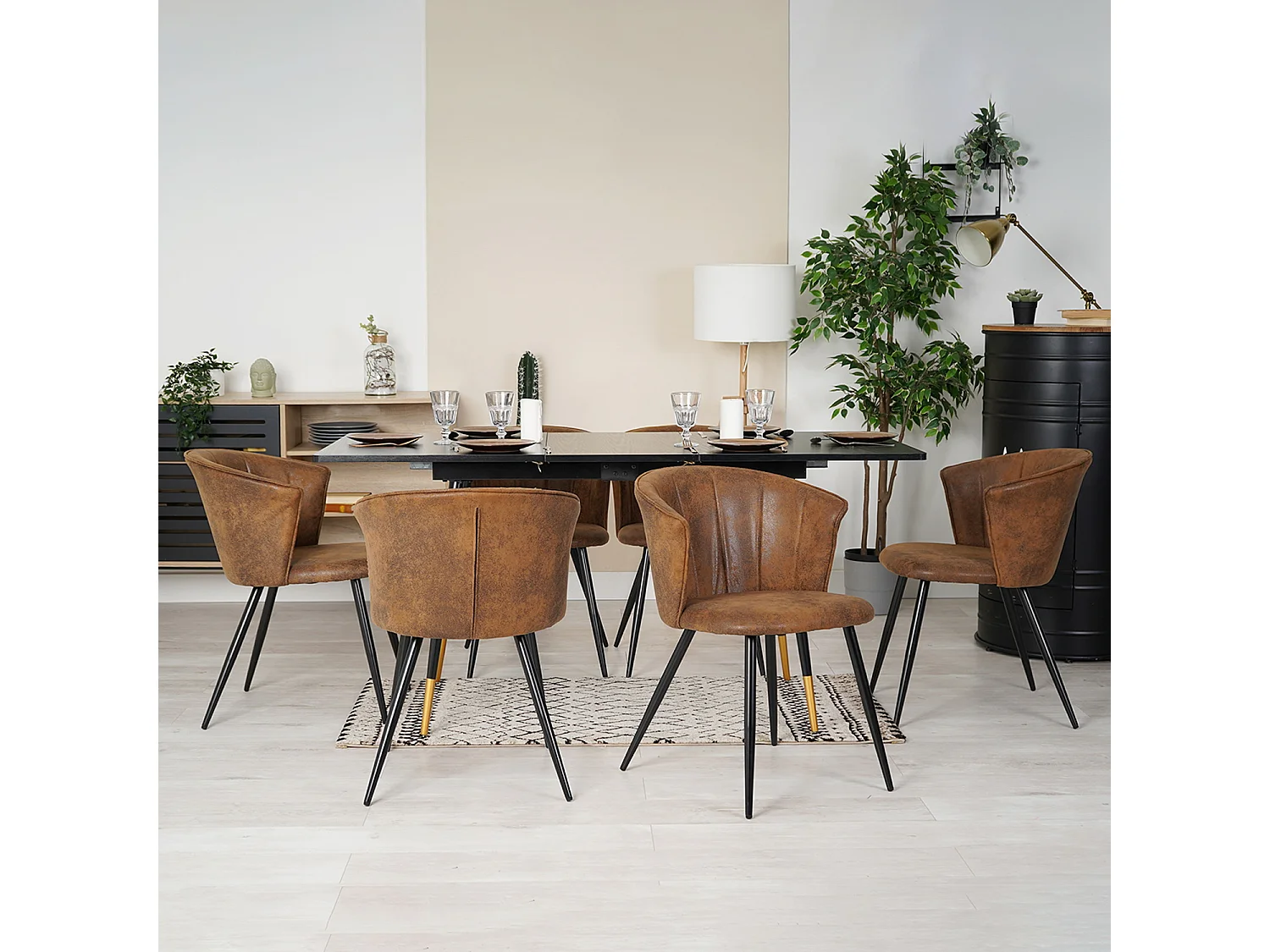 Table à manger extensible à allonge avec 6 chaises,Whalen doncic