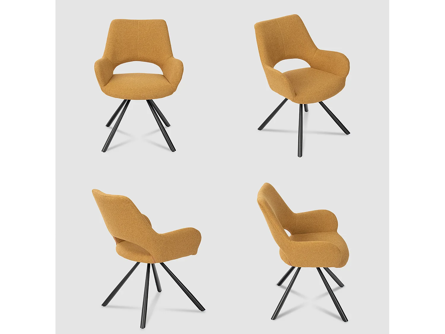 Lot de 4 chaises de salle à manger fauteuil de table en tissu style scandinave