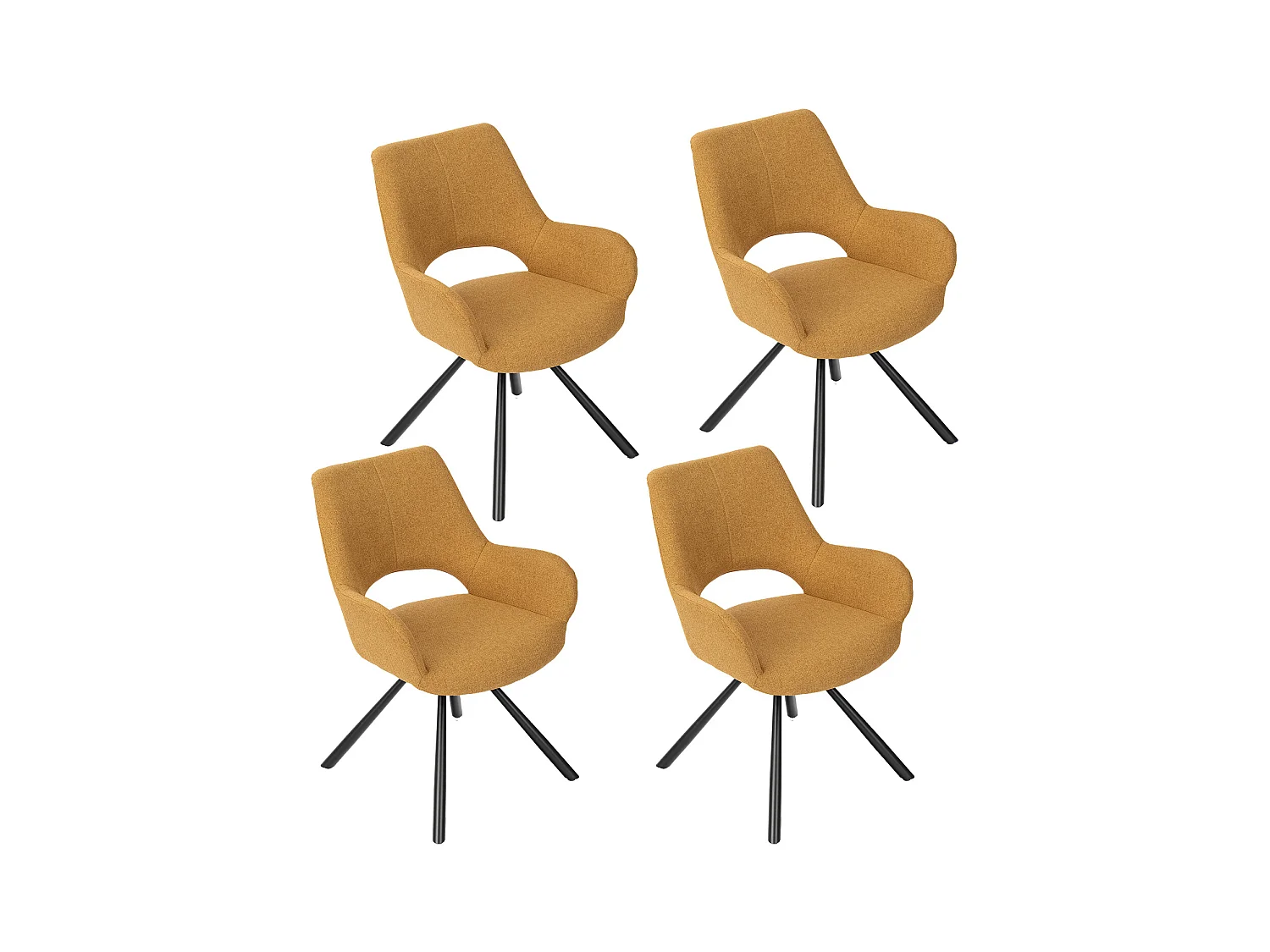 Lot de 4 chaises de salle à manger fauteuil de table en tissu style scandinave