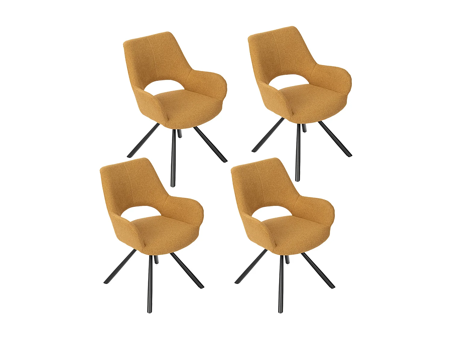 Lot de 4 chaises de salle à manger fauteuil de table en tissu style scandinave