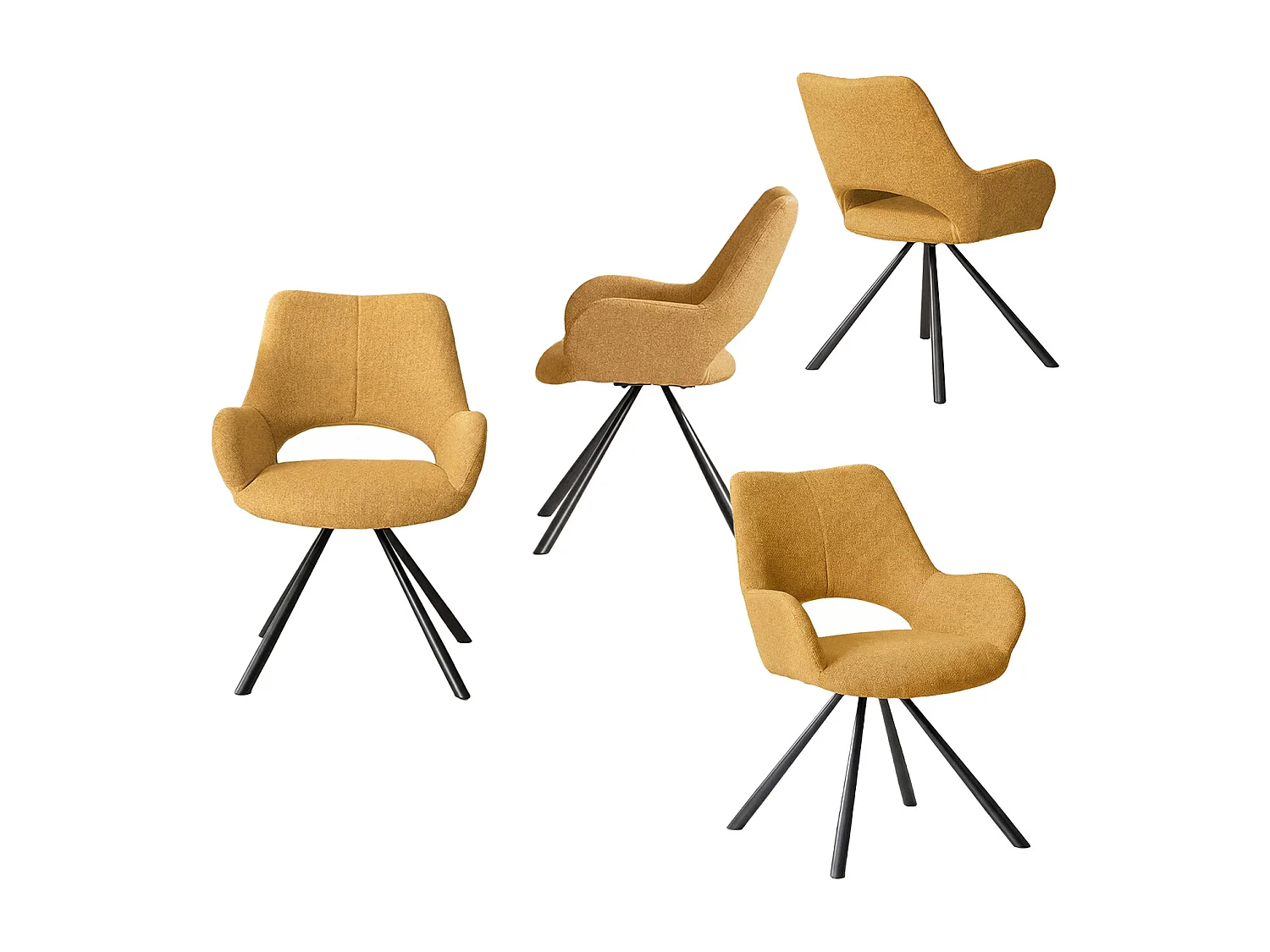 Lot de 4 chaises de salle à manger fauteuil de table en tissu style scandinave