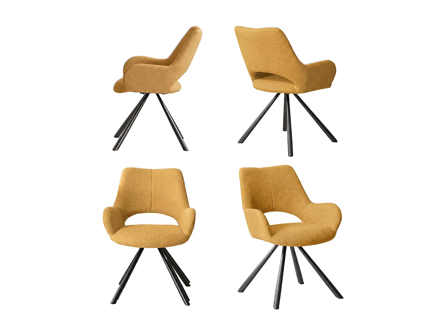 Lot de 4 chaises de salle à manger fauteuil de table en tissu style scandinave