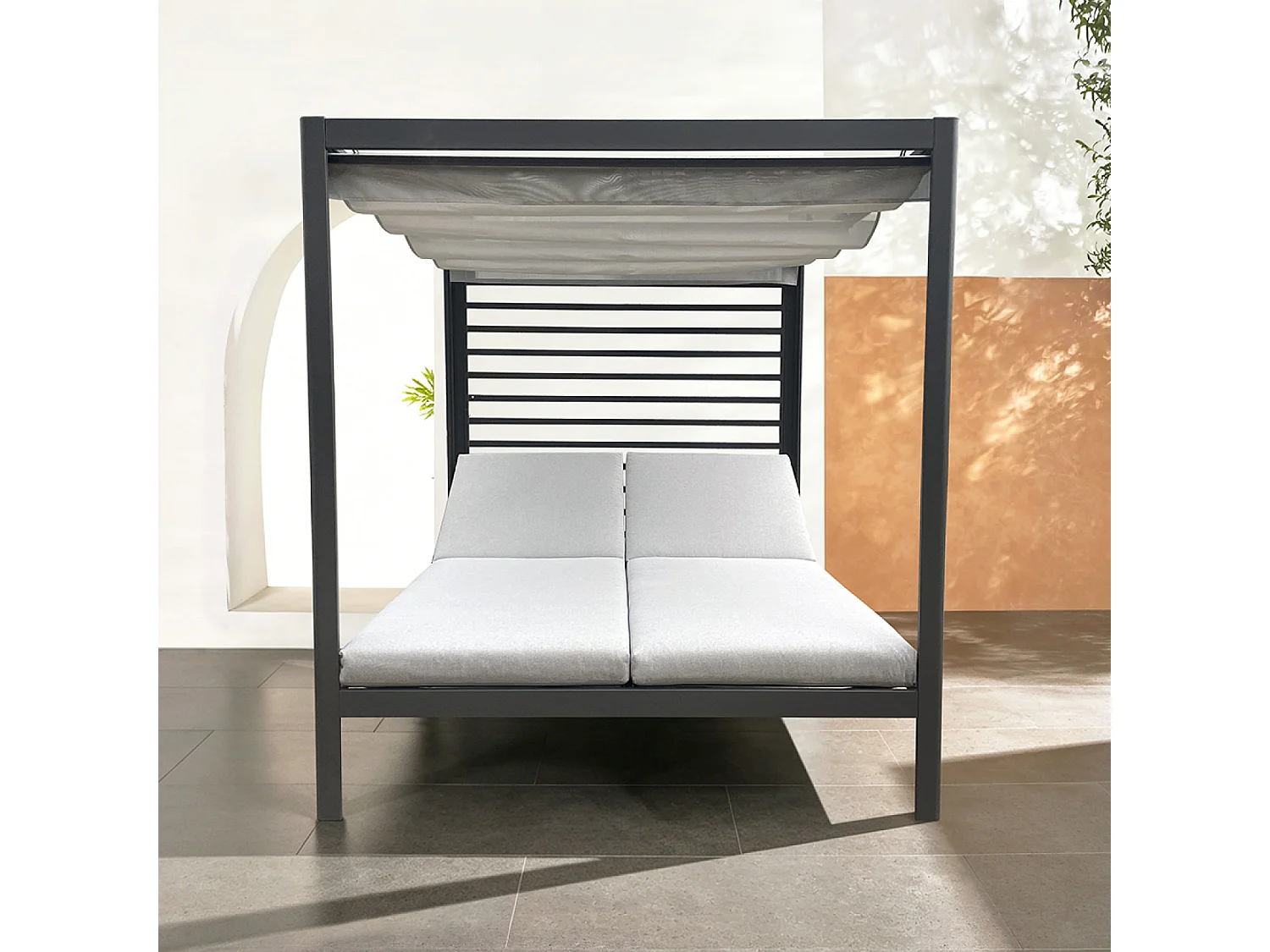 Lit de jardin 2 places structure aluminium gris foncé MATALA