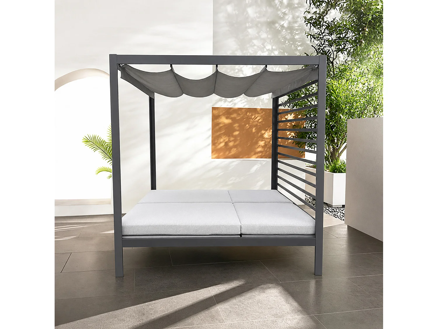 Lit de jardin 2 places structure aluminium gris foncé MATALA