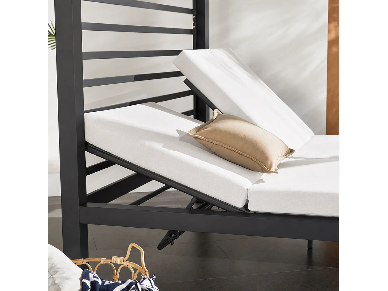 Lit de jardin 2 places structure aluminium gris foncé MATALA