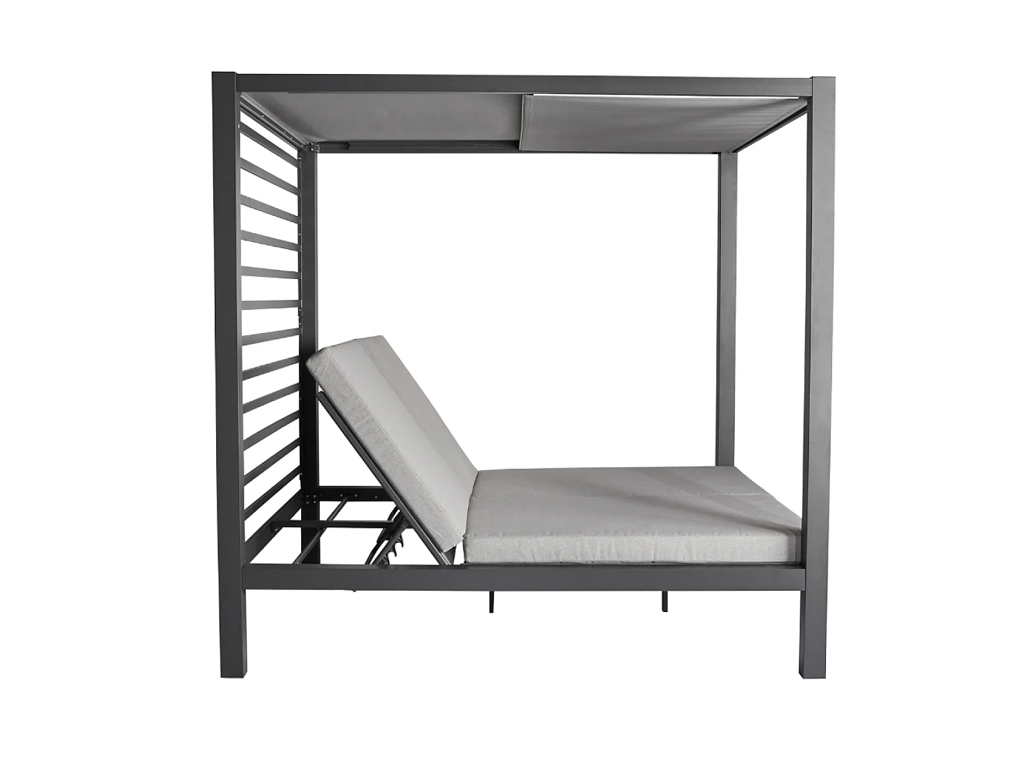 Cama de jardín de 2 plazas, estructura de aluminio gris oscuro MATALA