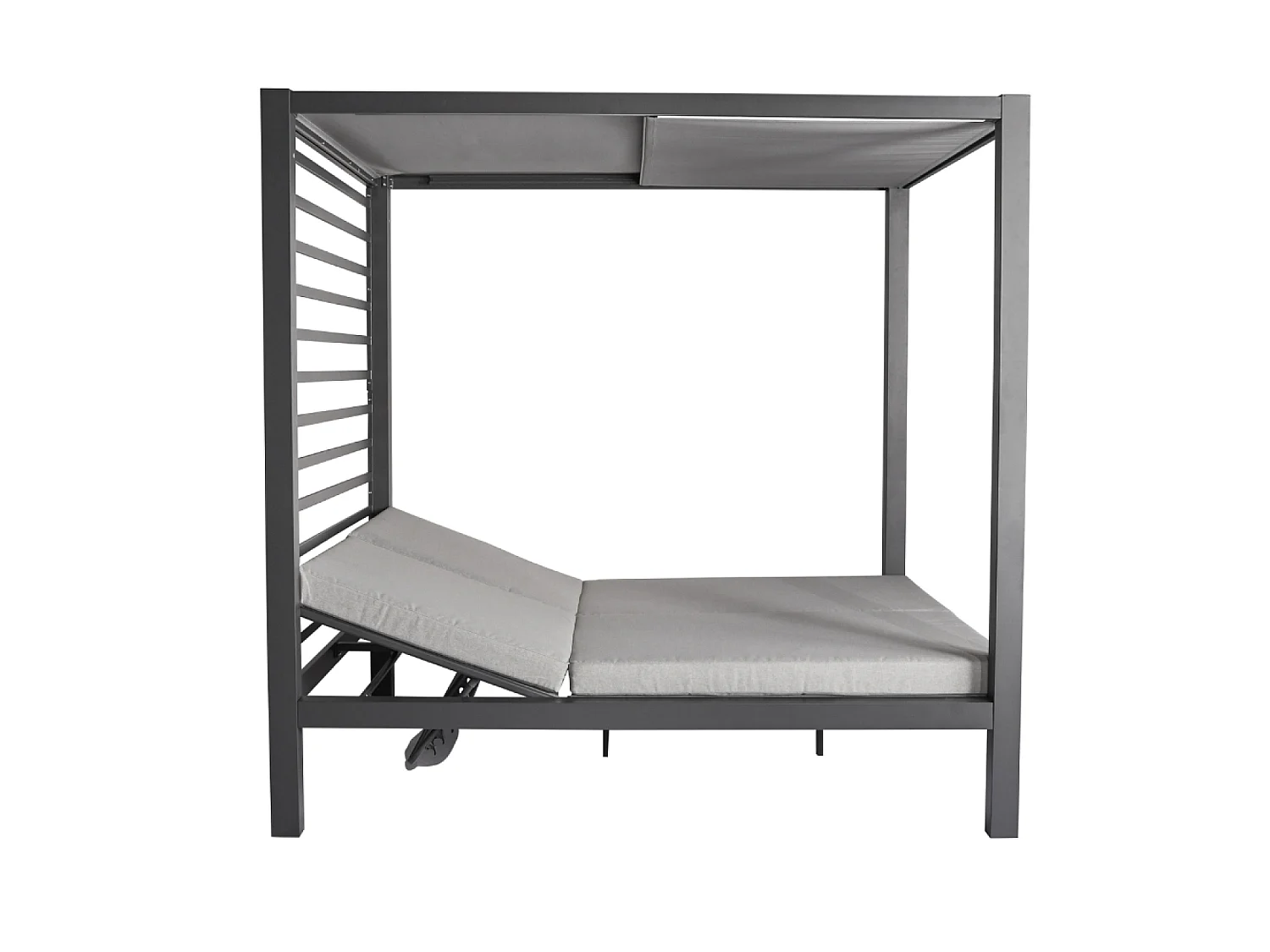 Cama de jardín de 2 plazas, estructura de aluminio gris oscuro MATALA