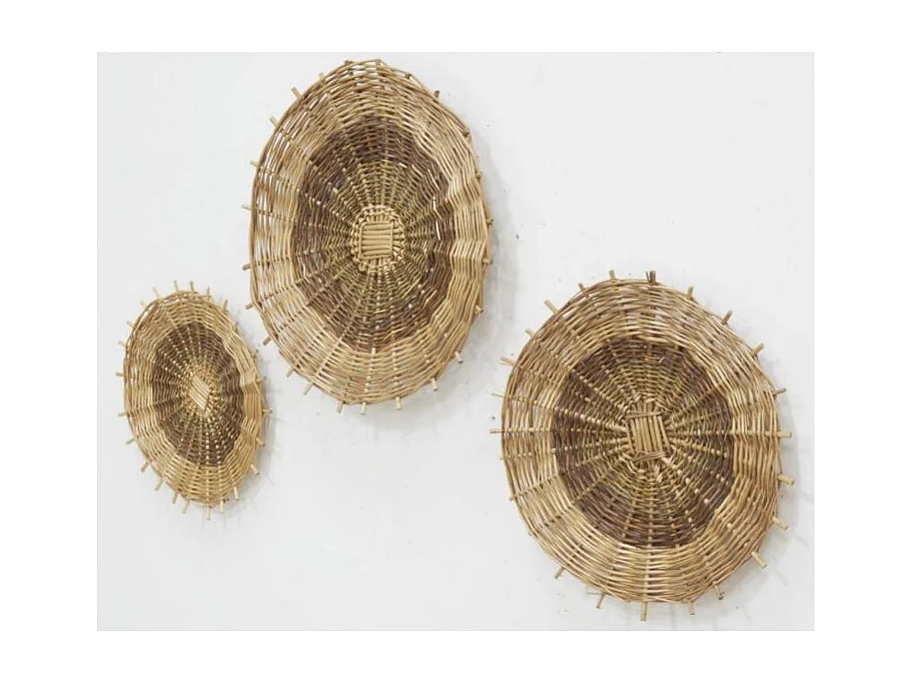 Décor mural en osier multicolore (lot de 3)