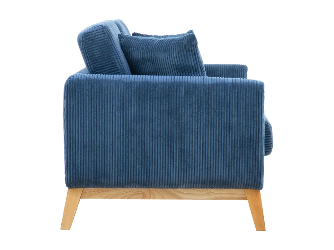 Canapé scandinave 3 places en velours côtelé bleu HOGA
