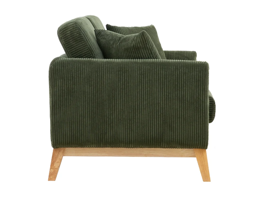 Canapé scandinave 3 places en velours côtelé vert HOGA