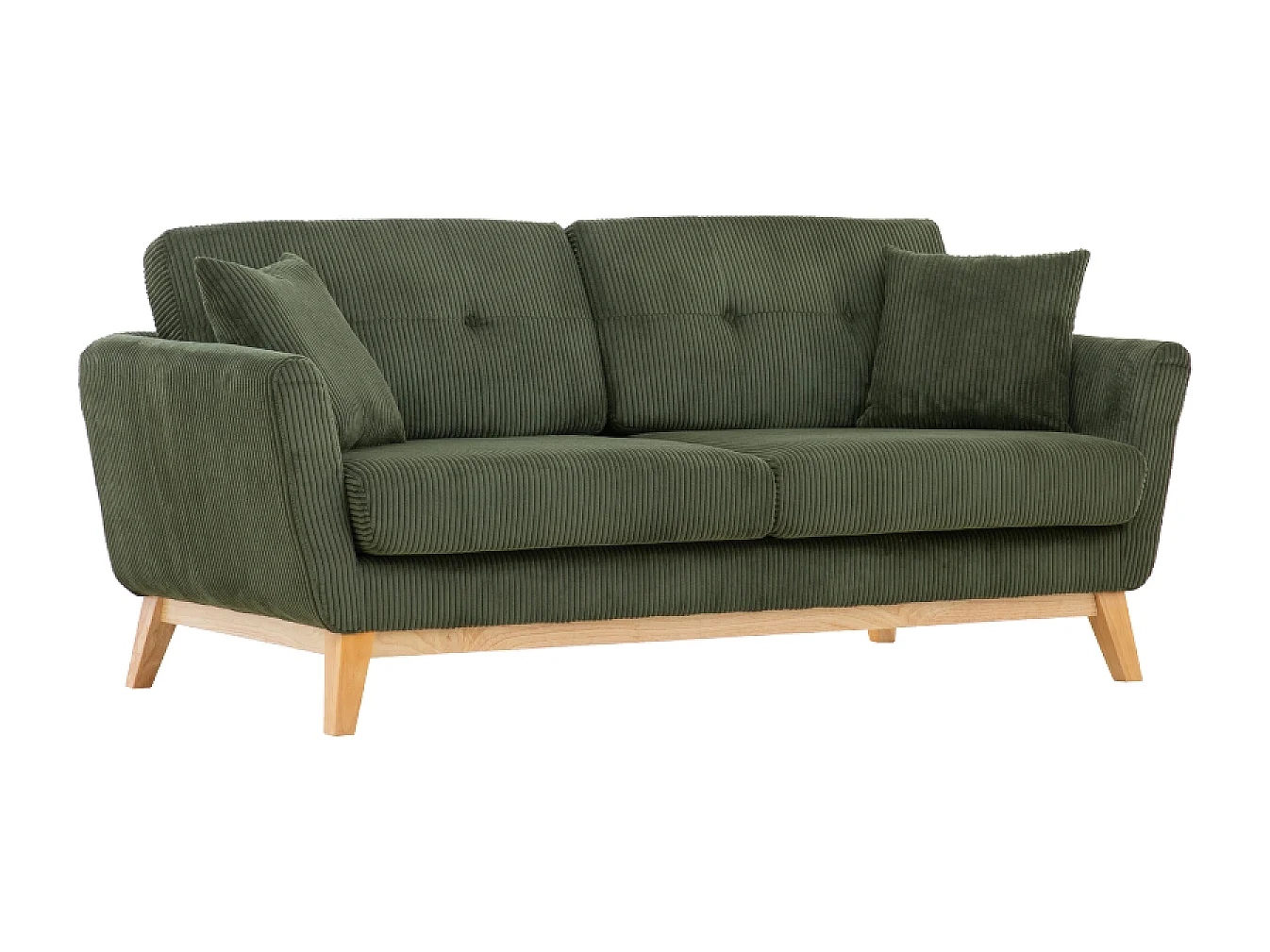 Canapé scandinave 3 places en velours côtelé vert HOGA