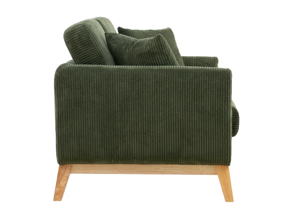 Canapé scandinave 3 places en velours côtelé vert HOGA