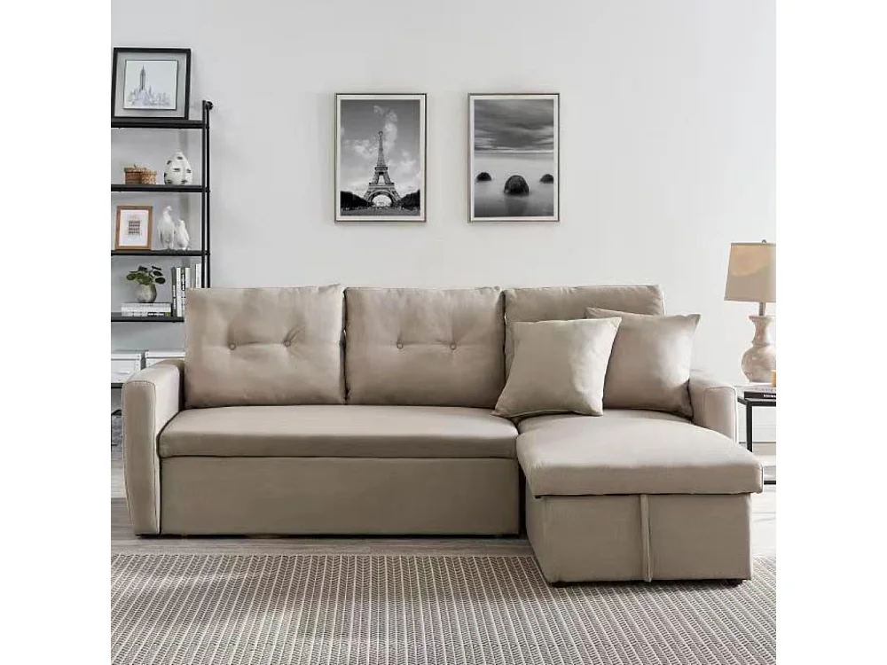 Canapé d'angle 4 places convertible beige MALMO