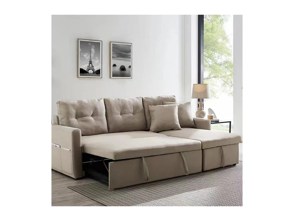 Canapé d'angle 4 places convertible beige MALMO