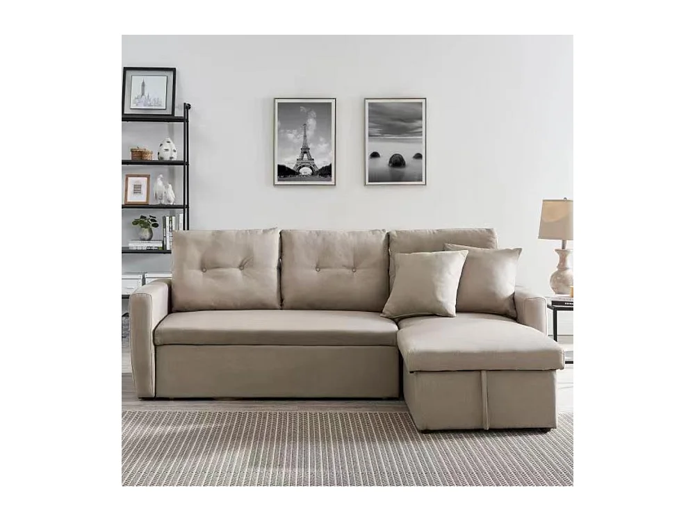 Canapé d'angle 4 places convertible beige MALMO