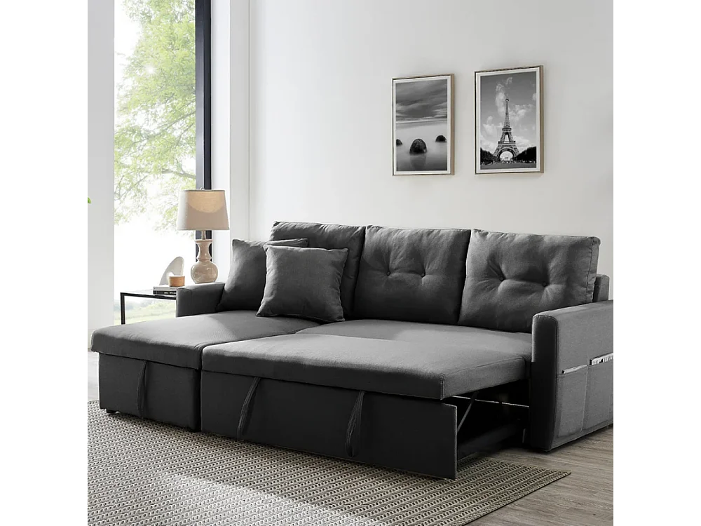 Canapé d'angle 4 places convertible gris MALMO