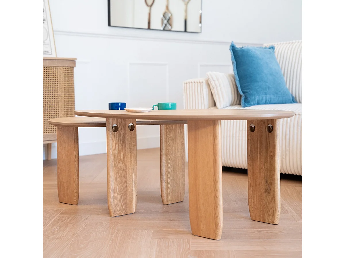 Table basse organique en bois 100 cm - Aria