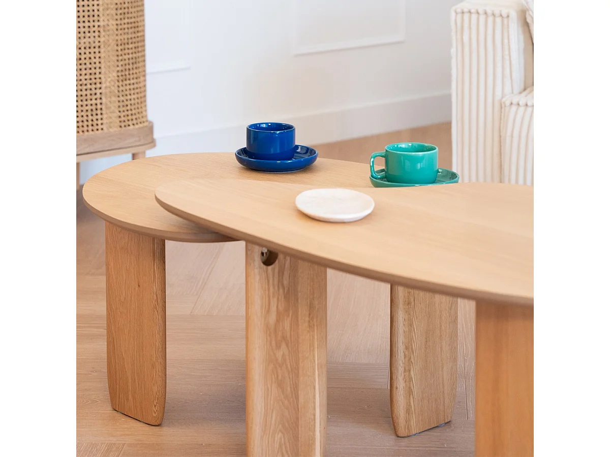 Table basse organique en bois 80 cm - Aria