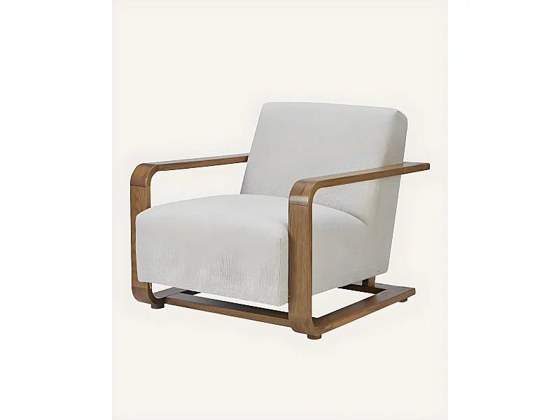 Rima - Fauteuil en bois massif chêne et en lin