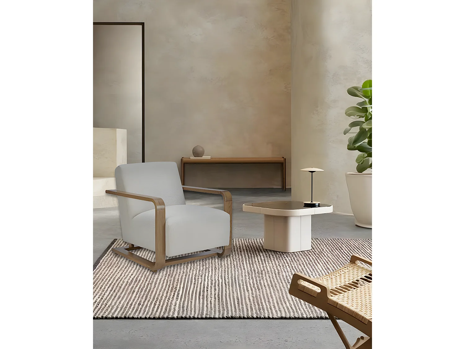 Rima - Fauteuil en bois massif chêne et en lin