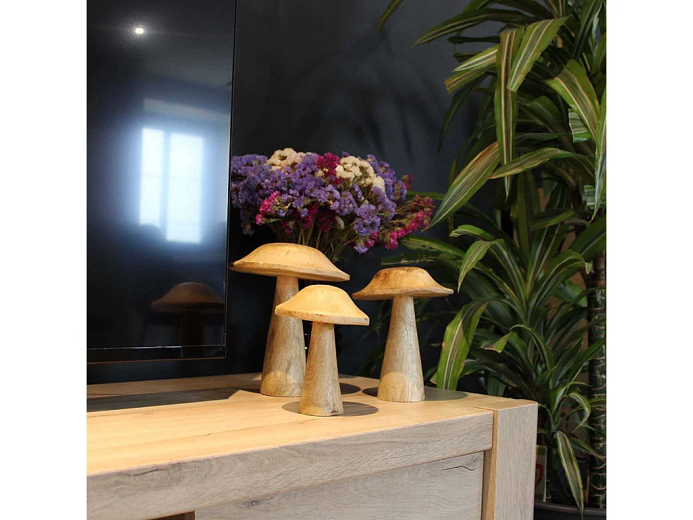Champignon déco en manguier 15 x 12 cm