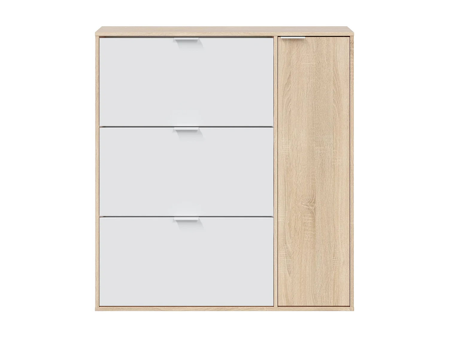 Meuble à chaussures avec 4 portes - Blanc et chêne - MC81010