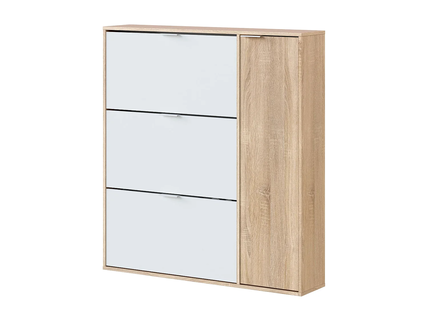 Meuble à chaussures avec 4 portes - Blanc et chêne - MC81010