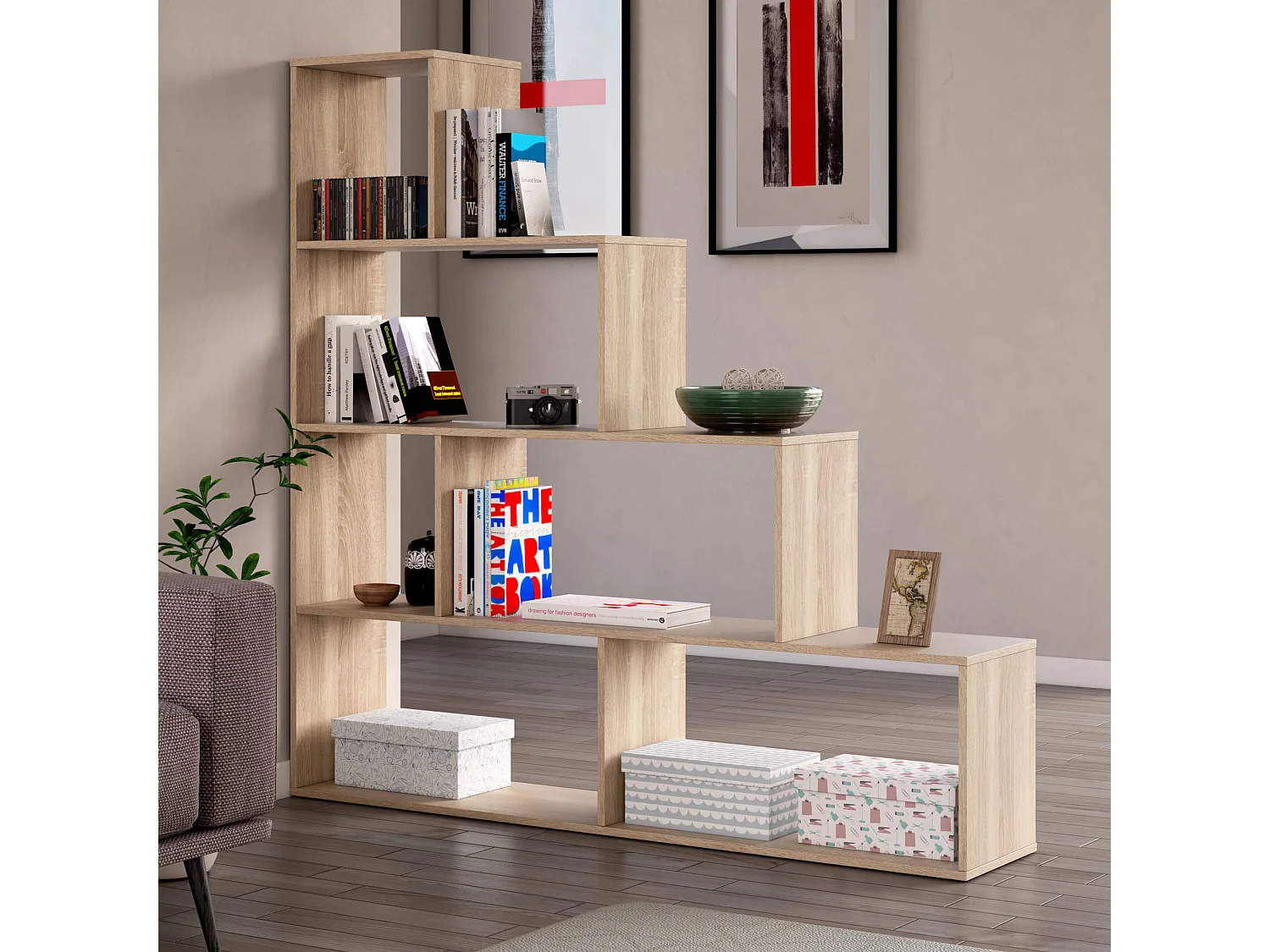 Étagère 6 cases - Coloris chêne - ET81009