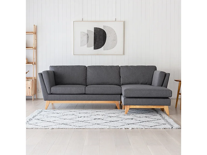 Canapé d'angle réversible 4 places en tissu gris foncé NORDEN