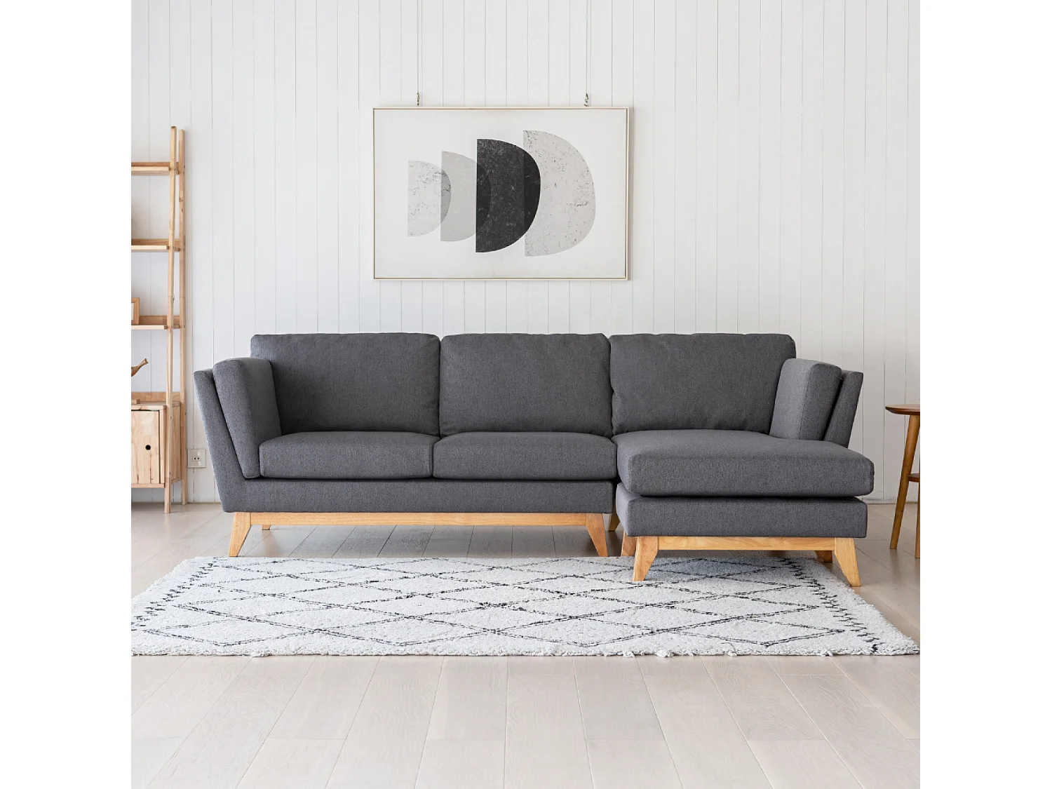 Canapé d'angle réversible 4 places en tissu gris foncé NORDEN