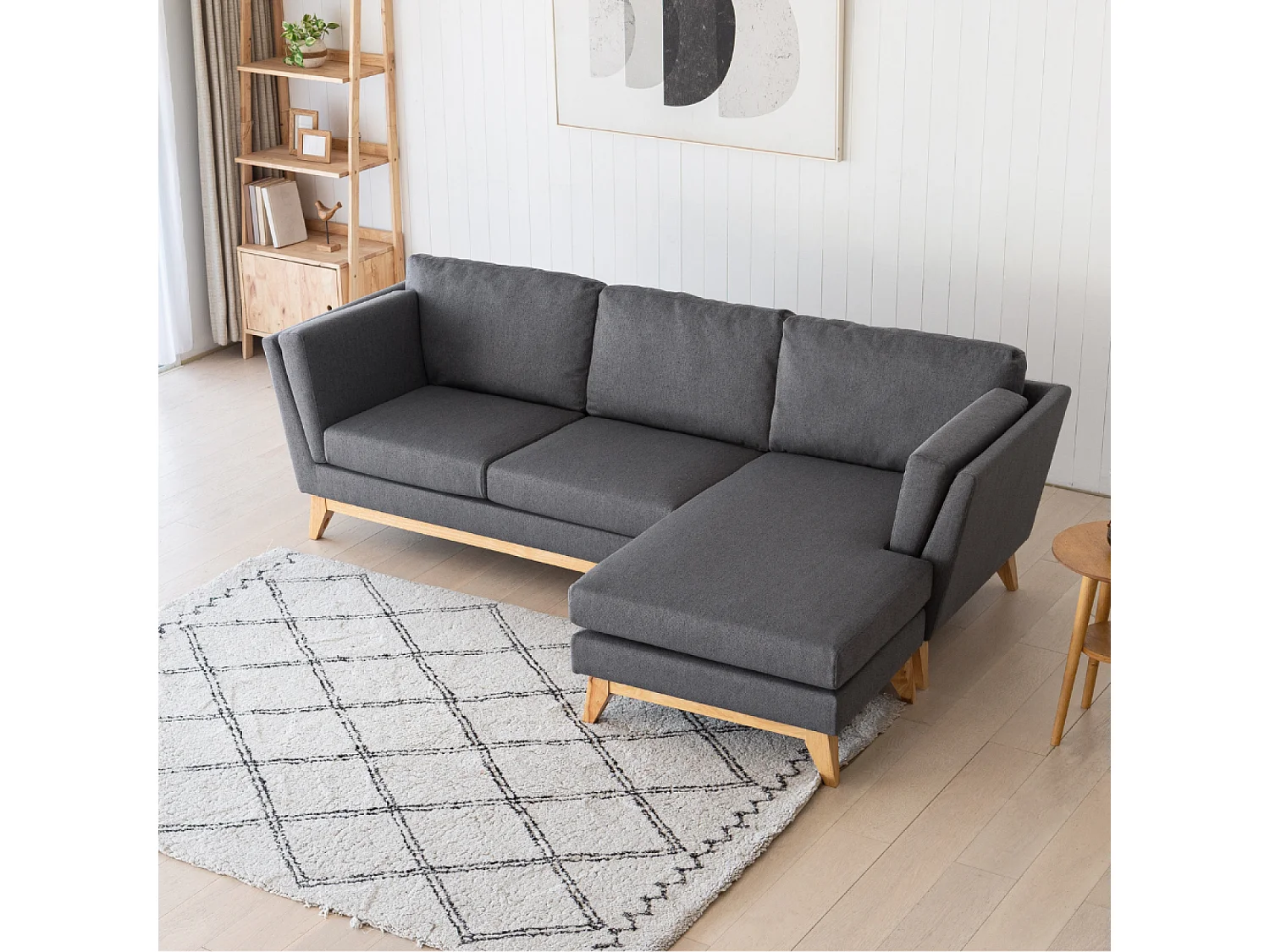 Canapé d'angle réversible 4 places en tissu gris foncé NORDEN