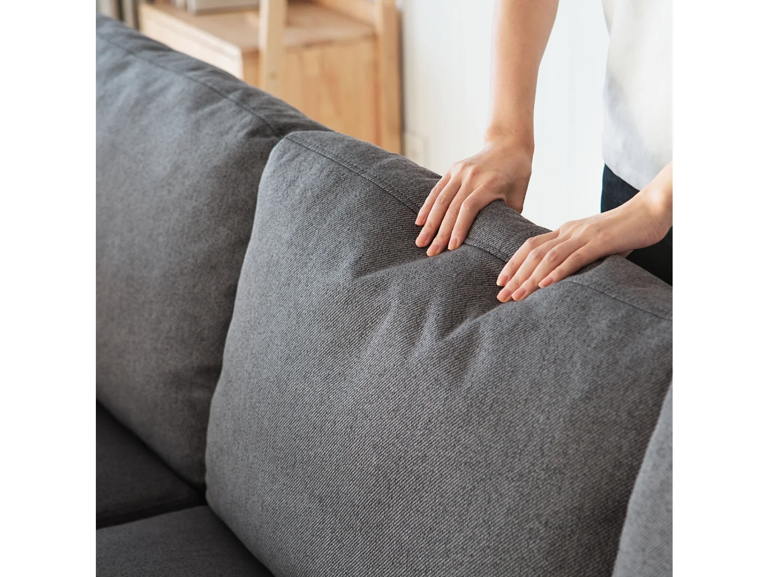 Canapé d'angle réversible 4 places en tissu gris foncé NORDEN