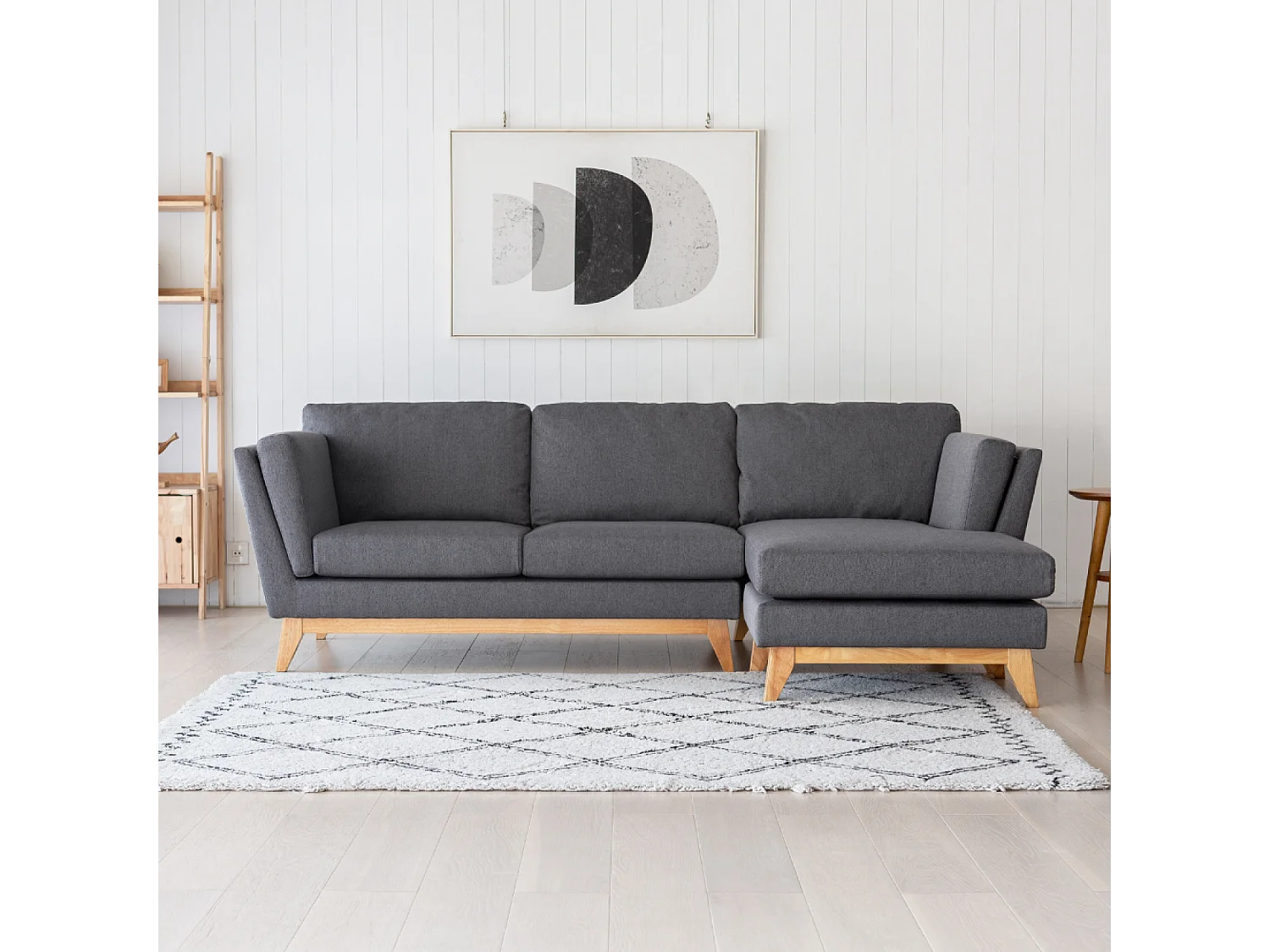 Canapé d'angle réversible 4 places en tissu gris foncé NORDEN