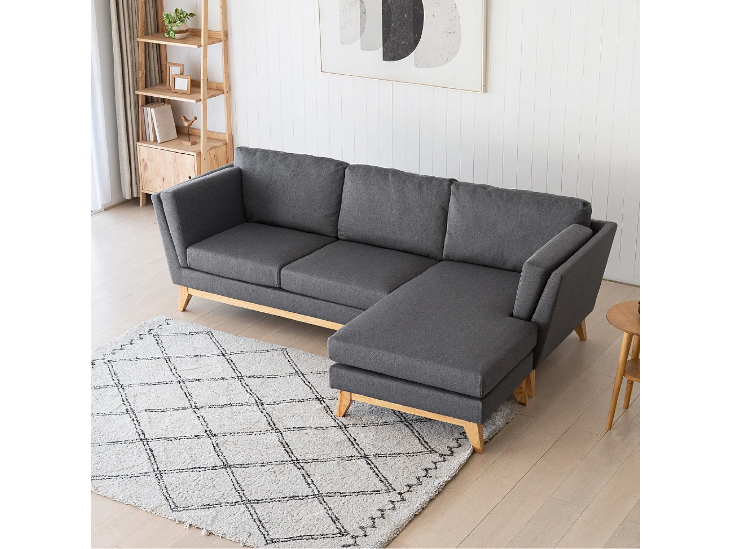 Canapé d'angle réversible 4 places en tissu gris foncé NORDEN