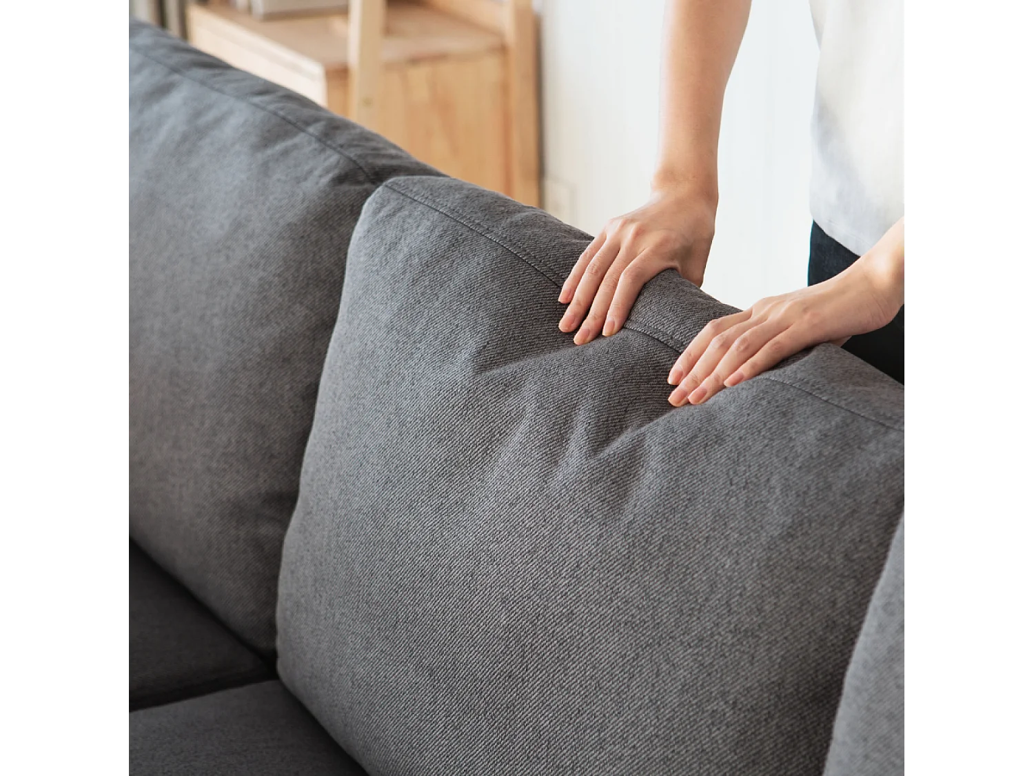 Canapé d'angle réversible 4 places en tissu gris foncé NORDEN