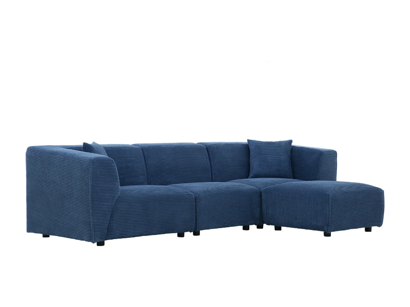 Modulares 4-Sitzer-Sofa aus blauem Ripp-Velours Monroe