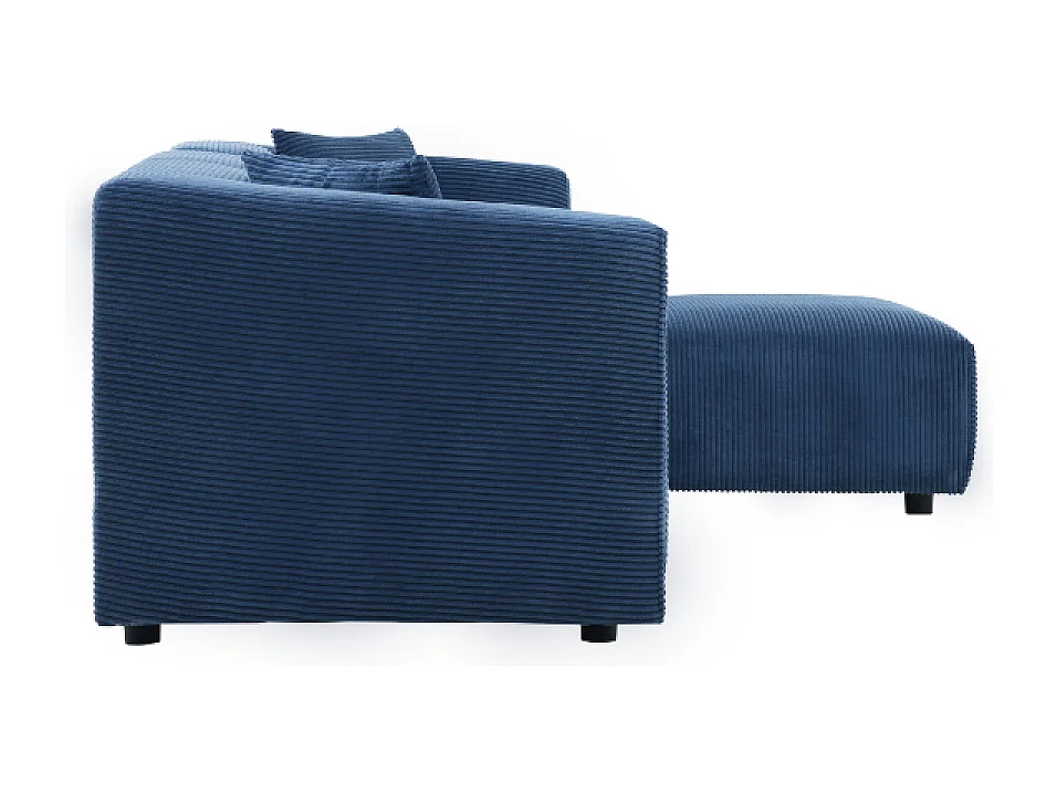 Ccanapé 3 places + 1 pouf velours côtelé bleu MONROE