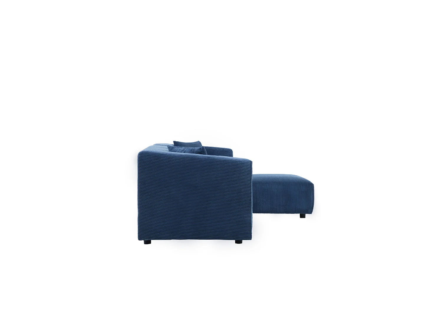 Sofá modular de 4 lugares em veludo cotelê azul Monroe