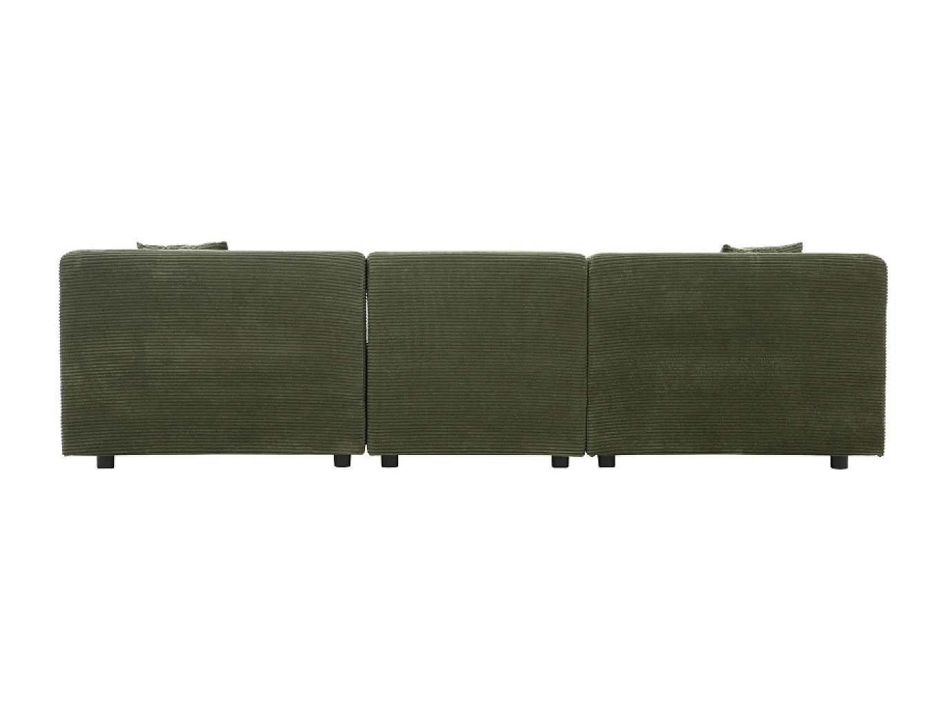 Canapé droit 3 places + 1 pouf en velours côtelé vert MONROE