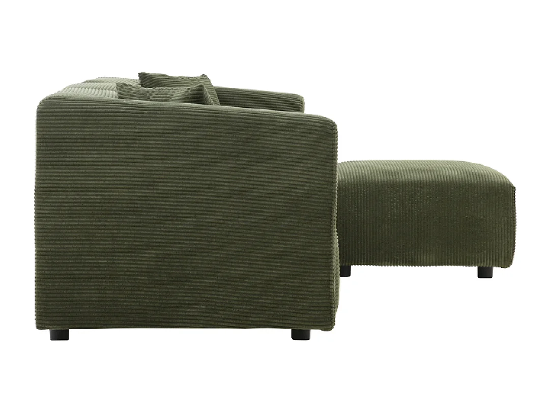 Canapé 3 places + 1 pouf en velours côtelé vert MONROE