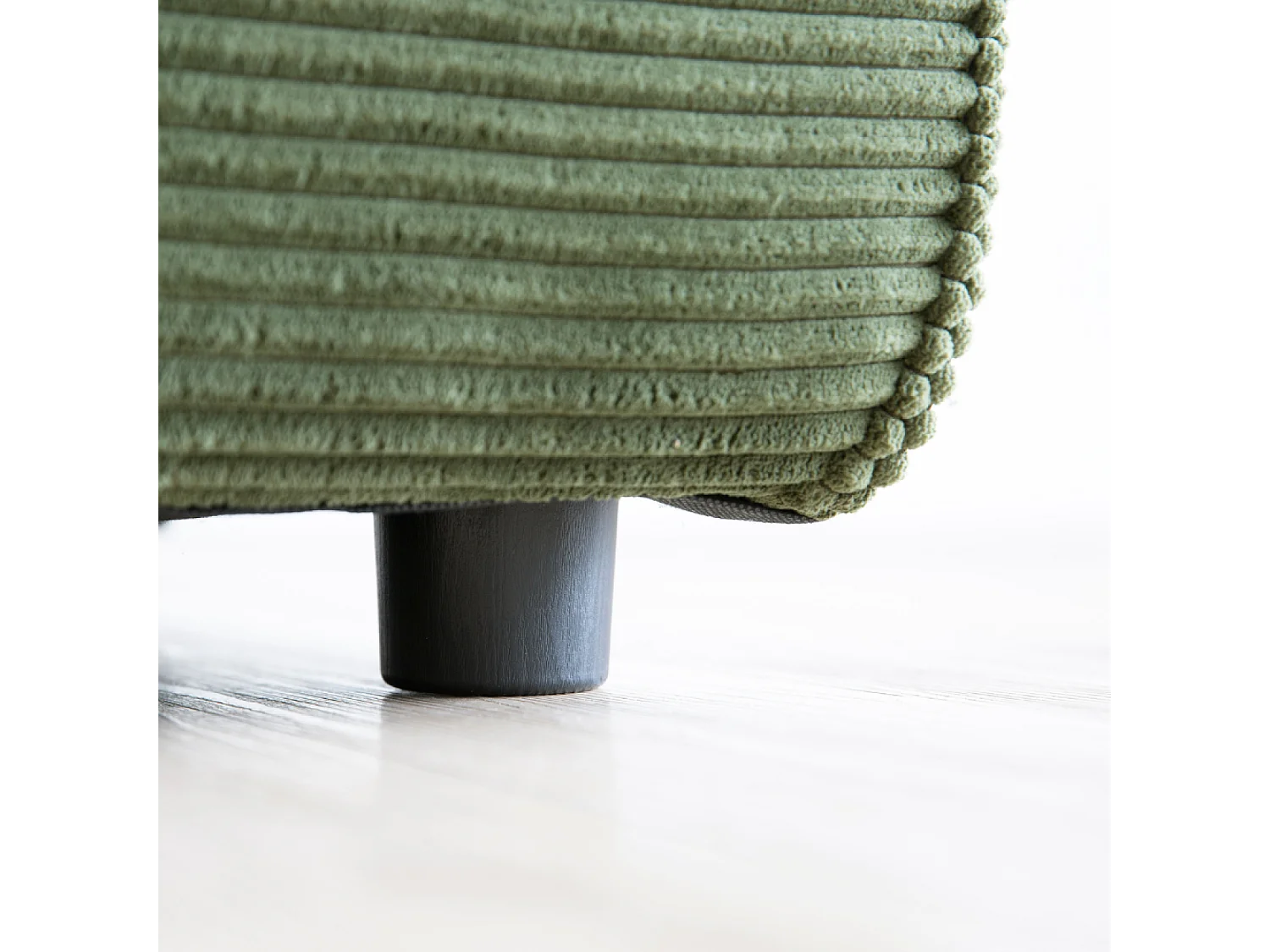 Canapé 3 places + 1 pouf en velours côtelé vert MONROE