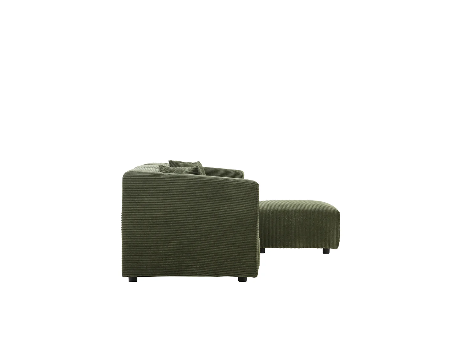 Canapé 3 places + 1 pouf en velours côtelé vert MONROE