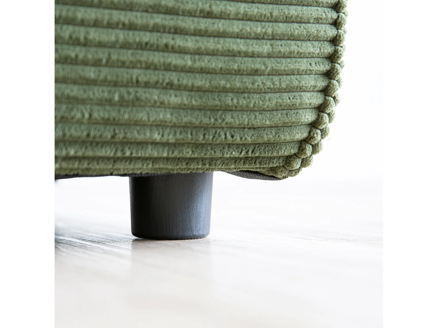 Canapé 3 places + 1 pouf en velours côtelé vert MONROE