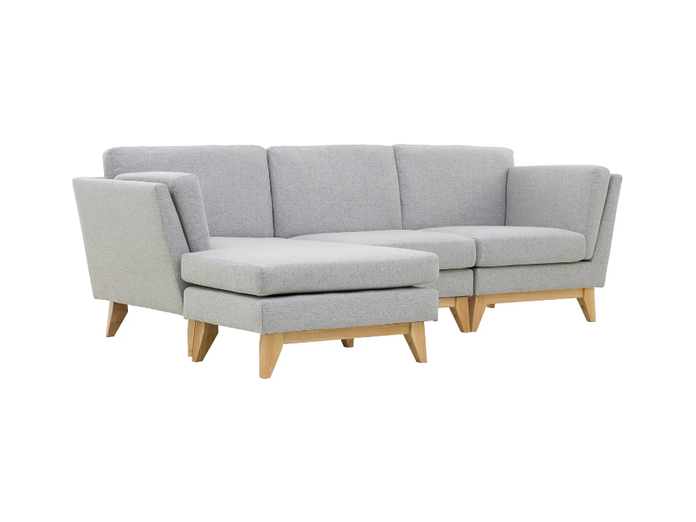 Divano angolare reversibile a 4 posti in tessuto grigio chiaro Norden